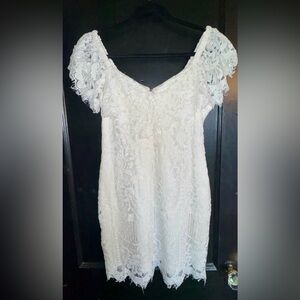Wayf White Floral Lace Dress